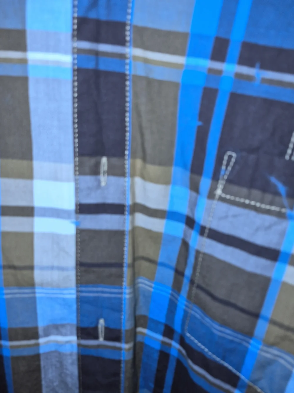 The North Face Blue and Brown Plaid Long-Sleeve Button-Down Shirt
